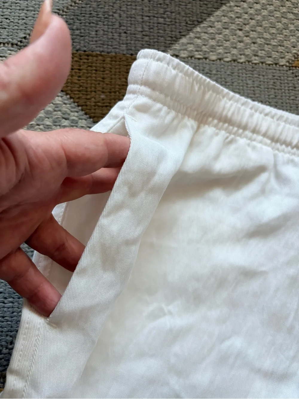 ZARA White Linen Blend Wide Leg Drawstring Summer Pants Size L